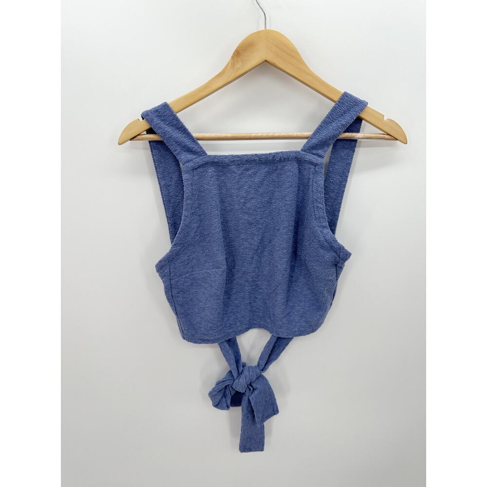 Madewell Blue Loop Terry Tie Back‎ Crop Tank Women Size XS